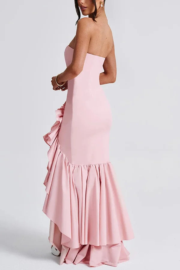 Women's Elegant Maxi Prom Dress with Ruffle Hem