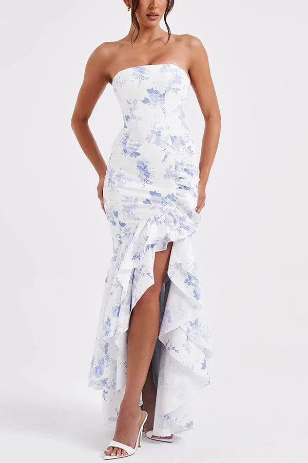 Women's Elegant Maxi Prom Dress with Ruffle Hem