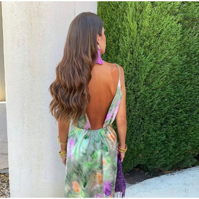 Women's Elegant Open Back Maxi Dress