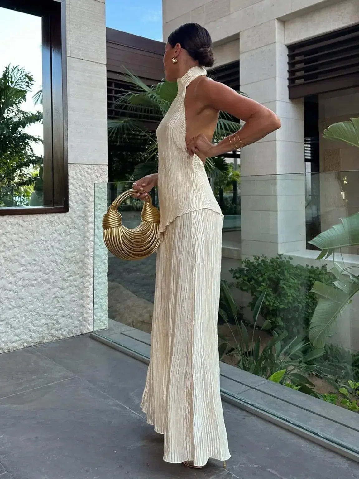 Women's Elegant Pleated Two Piece Set