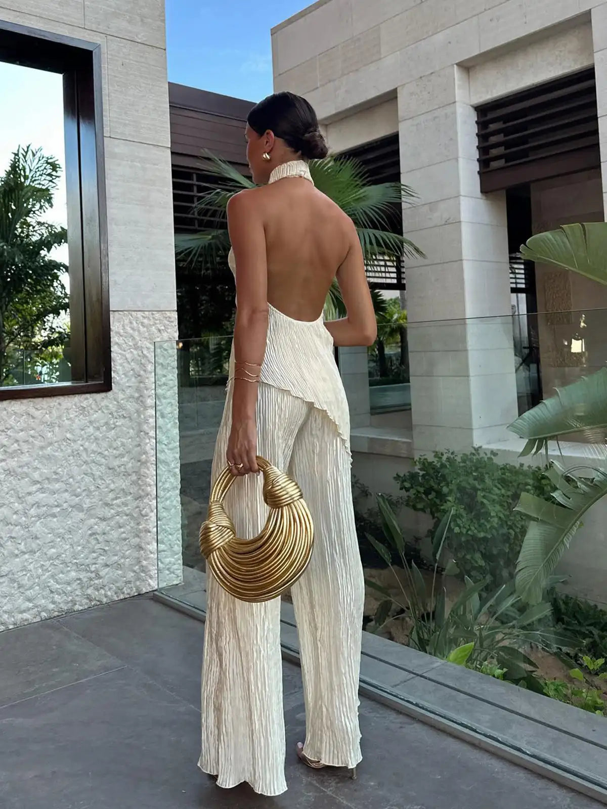 Women's Elegant Pleated Two Piece Set