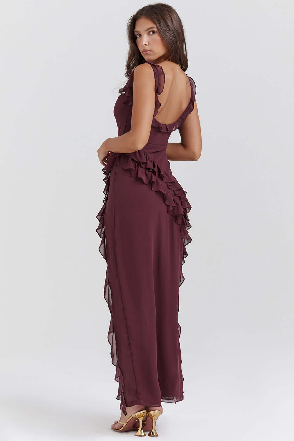 Women's Elegant Ruffle Evening Dress for Cocktail Events
