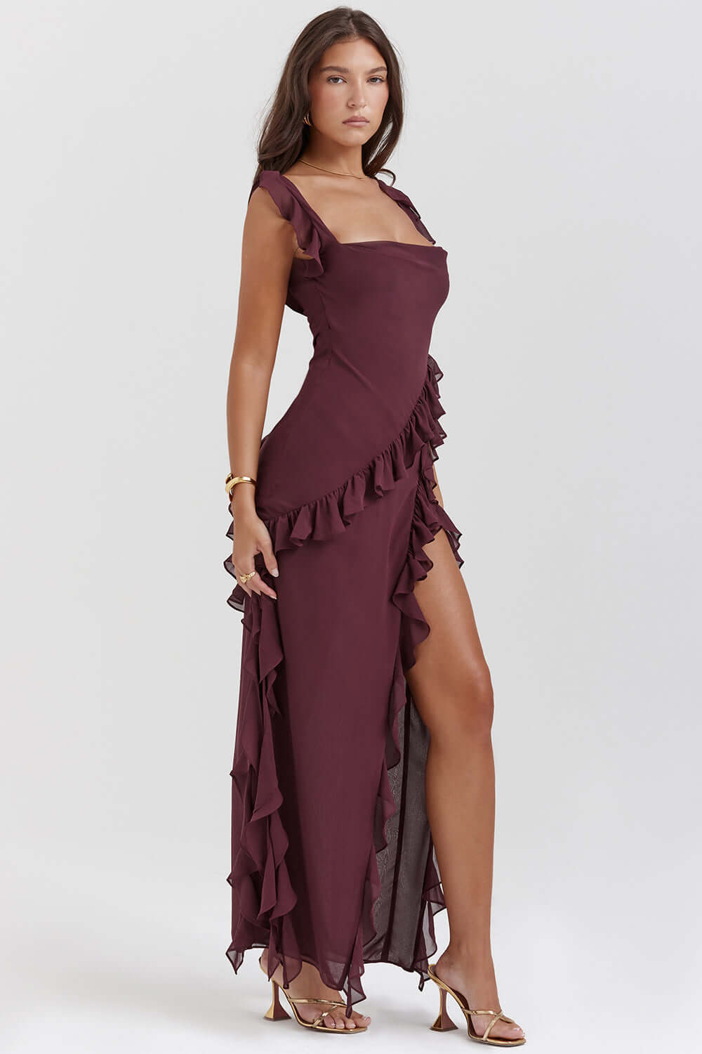 Women's Elegant Ruffle Evening Dress for Cocktail Events