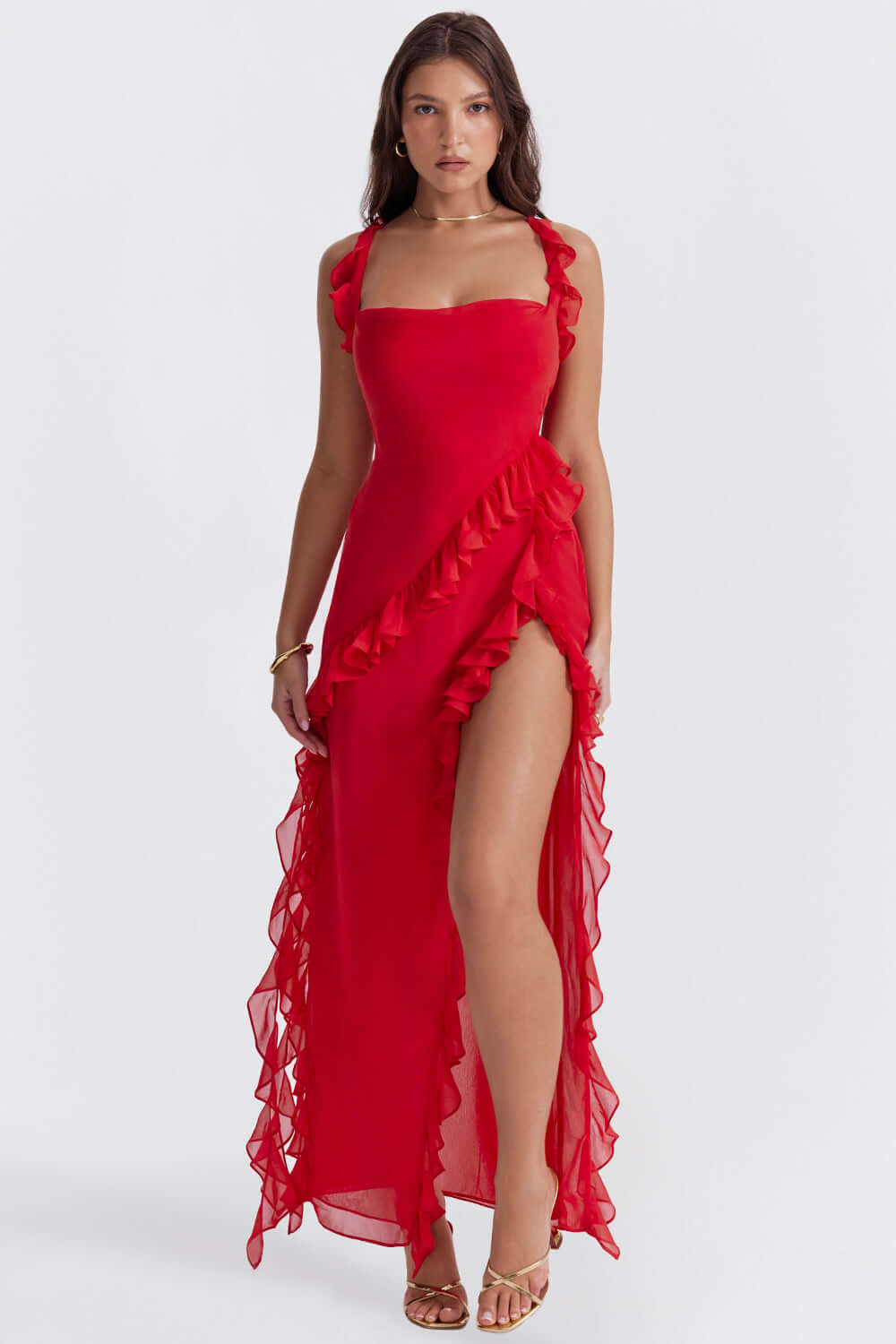 Women's Elegant Ruffle Evening Dress for Cocktail Events