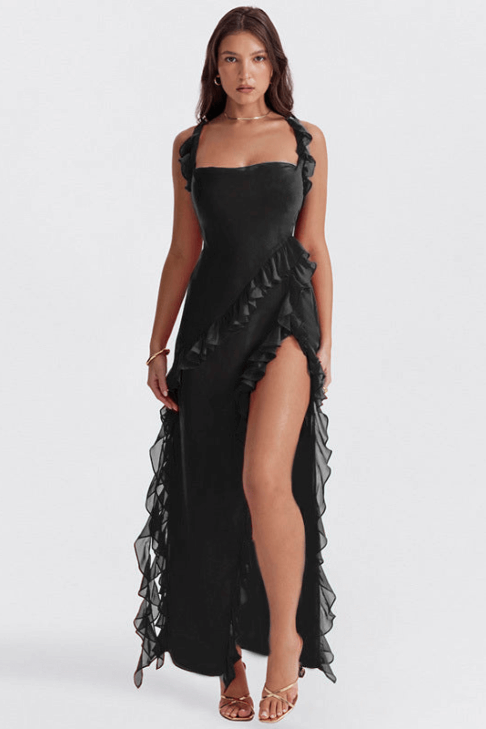 Women's Elegant Ruffle Evening Dress for Cocktail Events