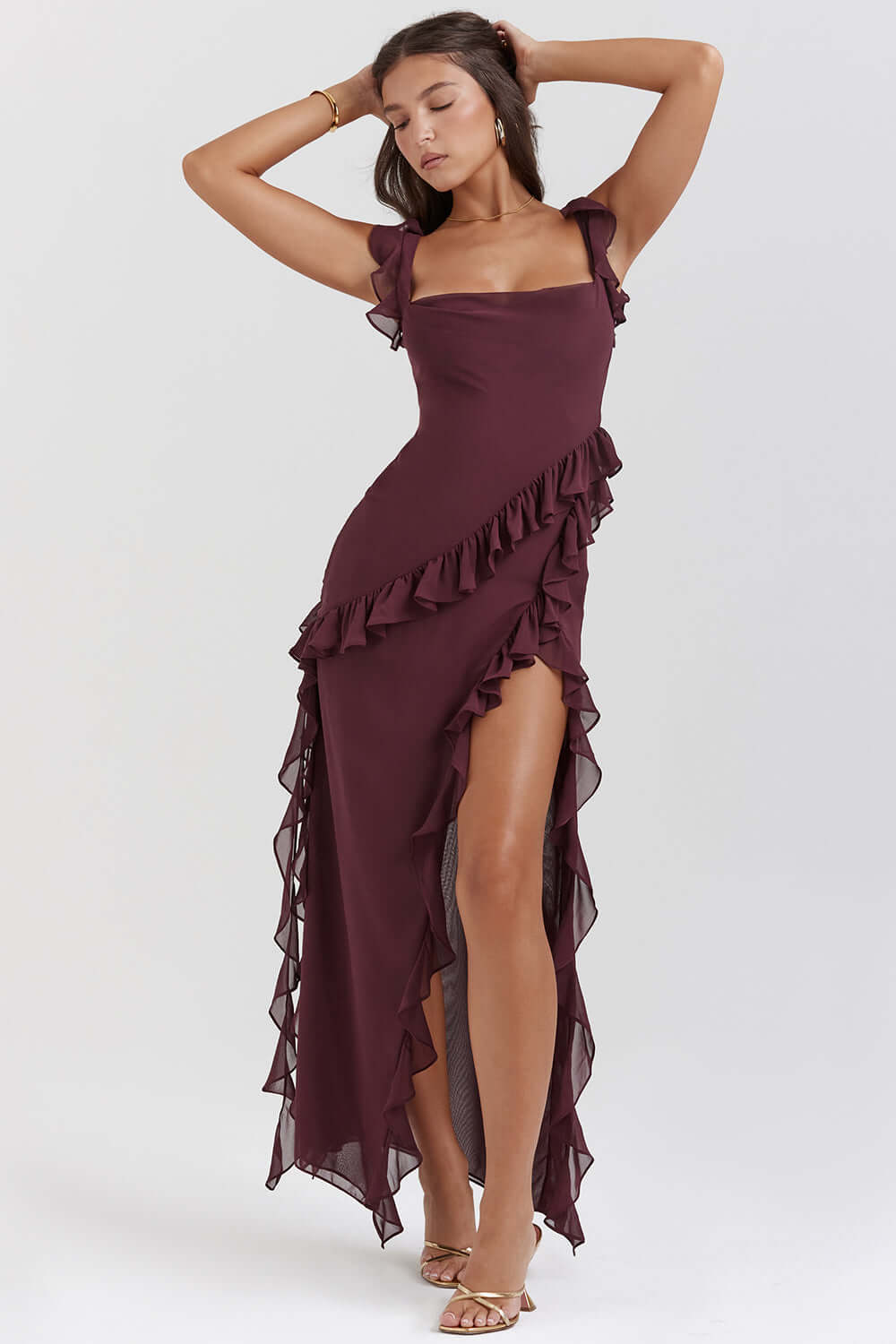 Women's Elegant Ruffle Evening Dress for Cocktail Events