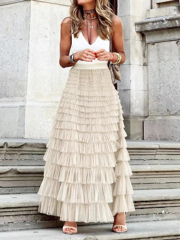 Women's Elegant Tulle Long Skirt