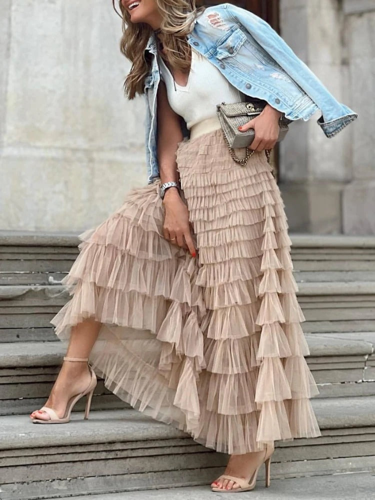 Women's Elegant Tulle Long Skirt