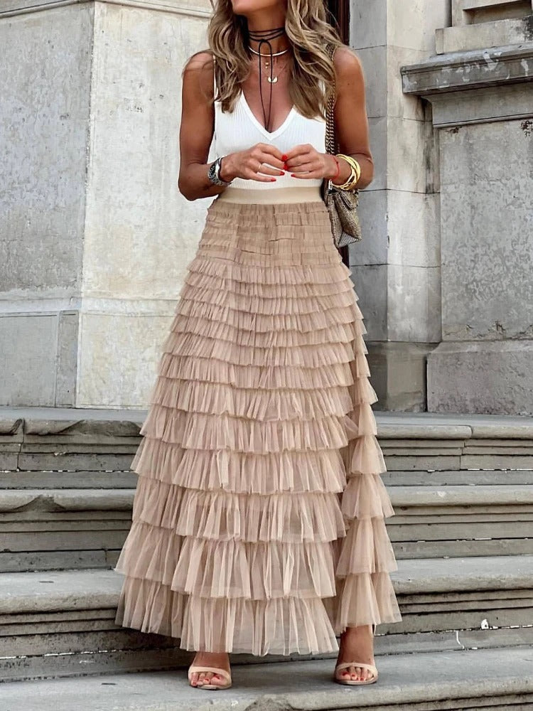 Women's Elegant Tulle Long Skirt