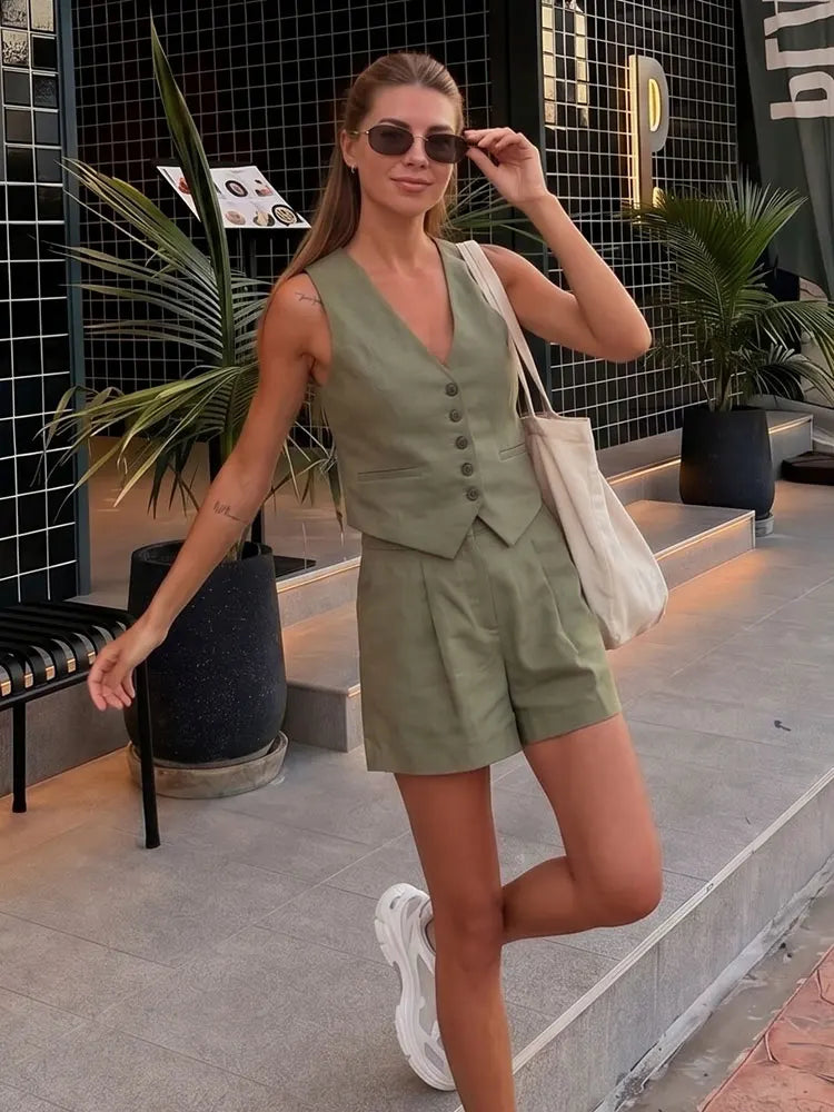 Women's Elegant V-Neck 2 Piece Set