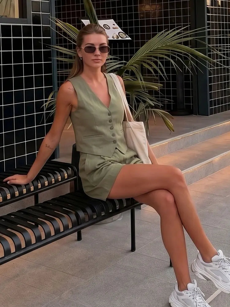 Women's Elegant V-Neck 2 Piece Set