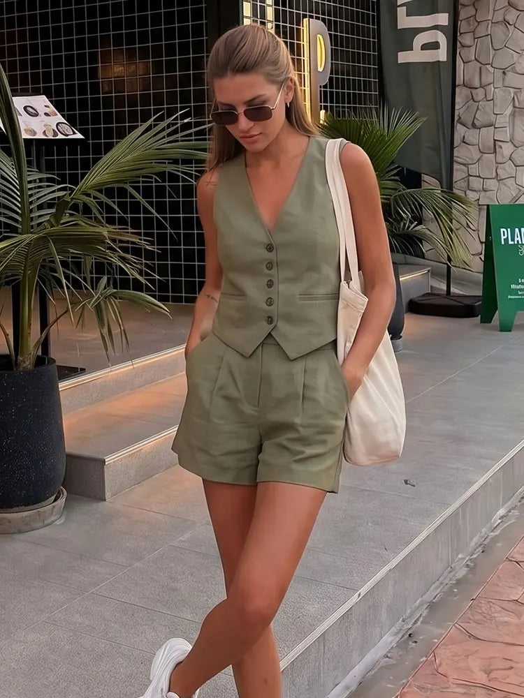 Women's Elegant V-Neck 2 Piece Set