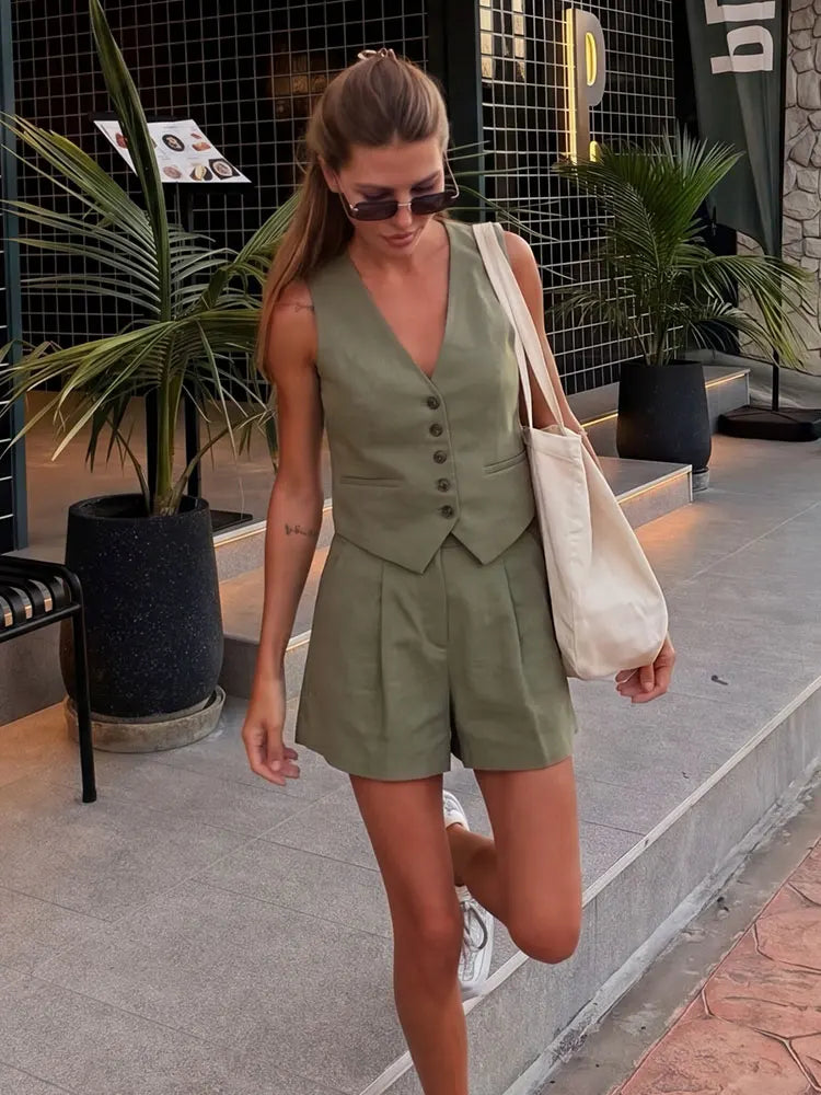 Women's Elegant V-Neck 2 Piece Set