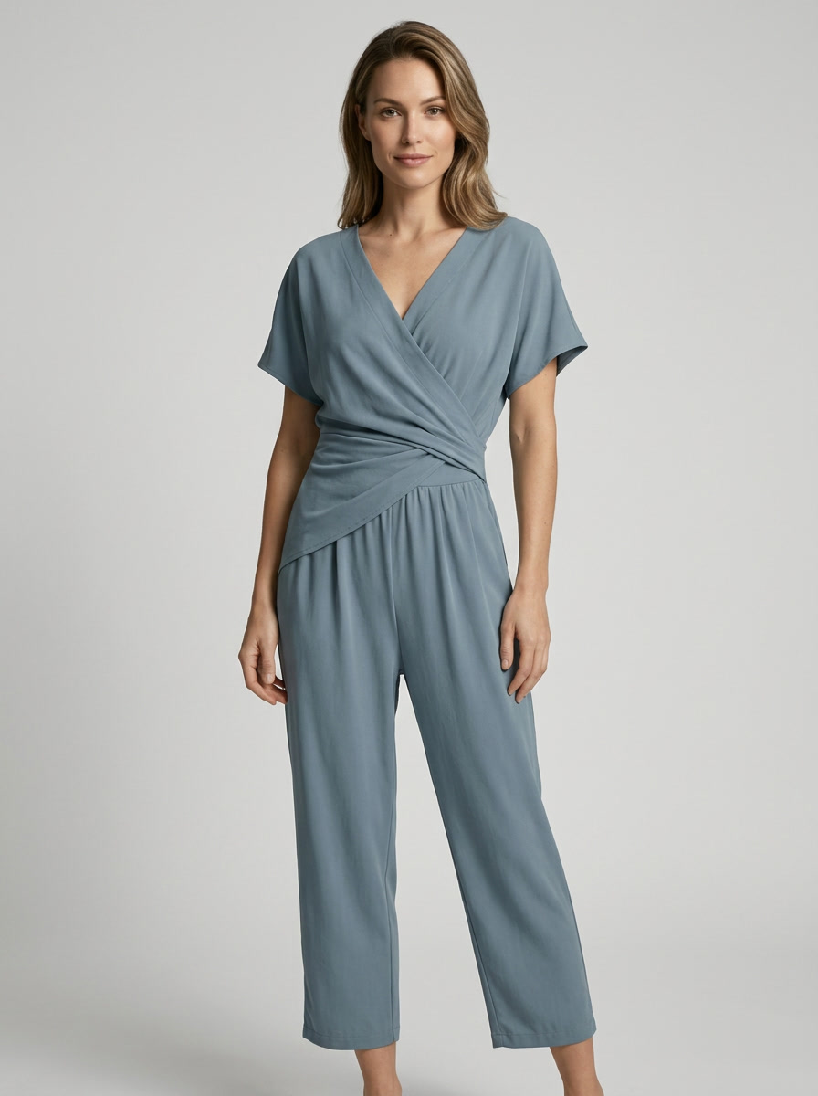 Women's Elegant V-Neck Wrap Jumpsuit