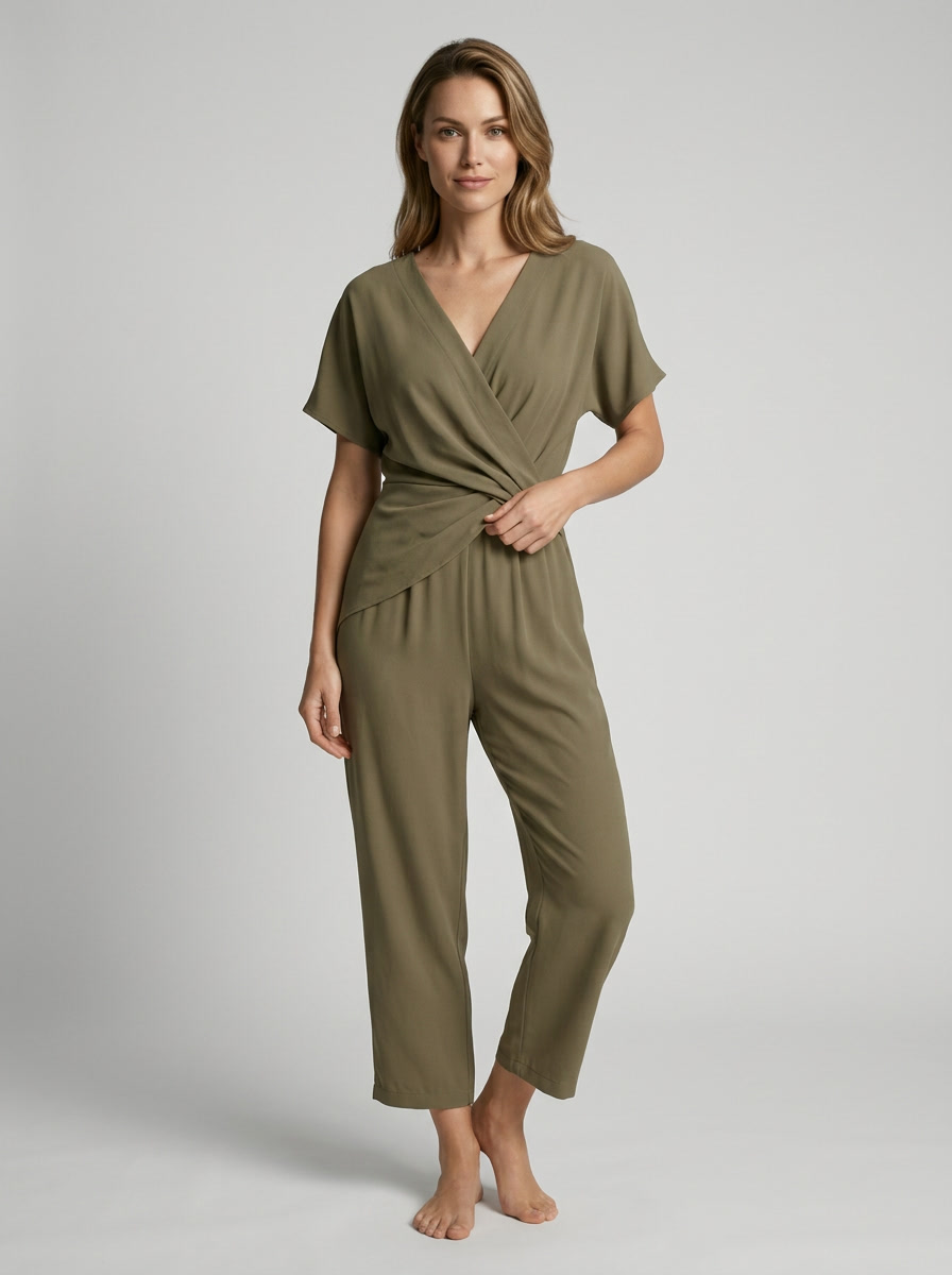 Women's Elegant V-Neck Wrap Jumpsuit