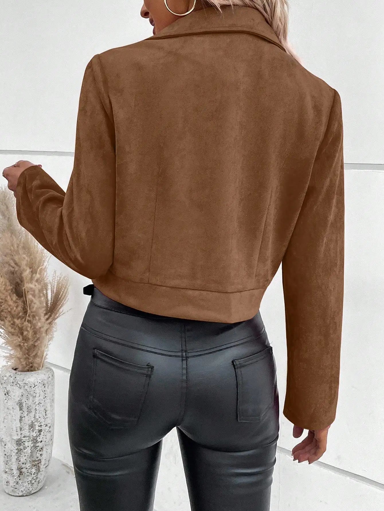 Women's Faux Suede Motorcycle Jacket