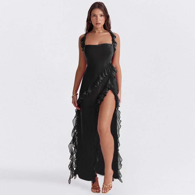 Women's Flamenco Maxi Dress with Thigh Slit