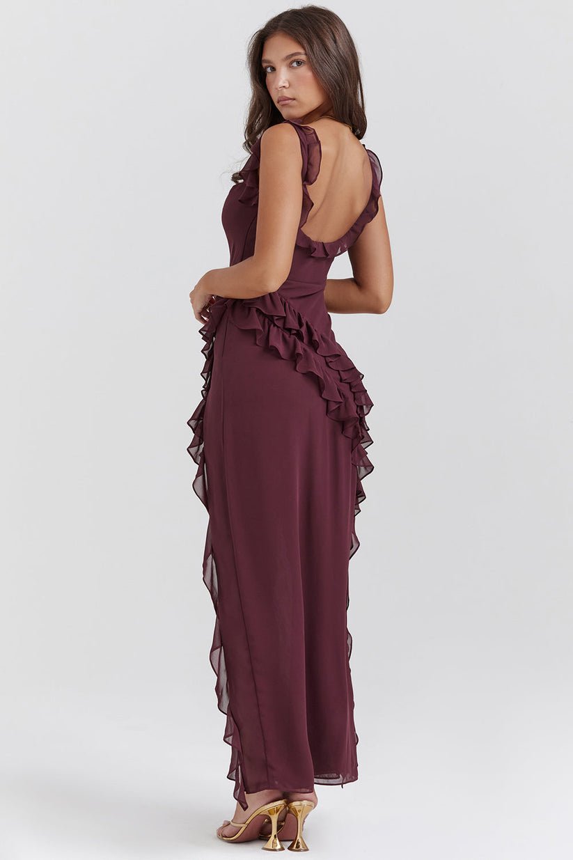 Women's Flamenco Maxi Dress with Thigh Slit