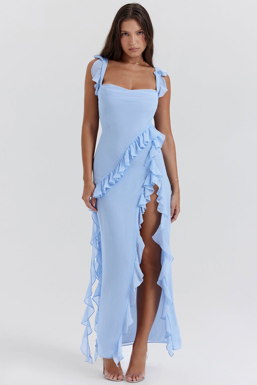 Women's Flamenco Maxi Dress with Thigh Slit
