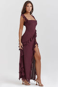 Women's Flamenco Maxi Dress with Thigh Slit
