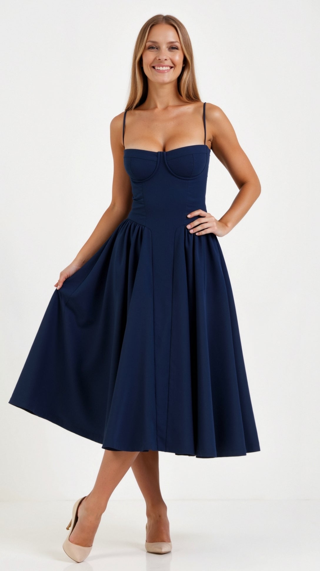 Women's Floral Corset Midi Dress for Summer Events