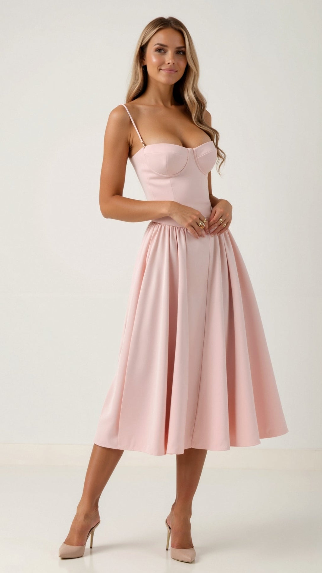 Women's Floral Corset Midi Dress for Summer Events