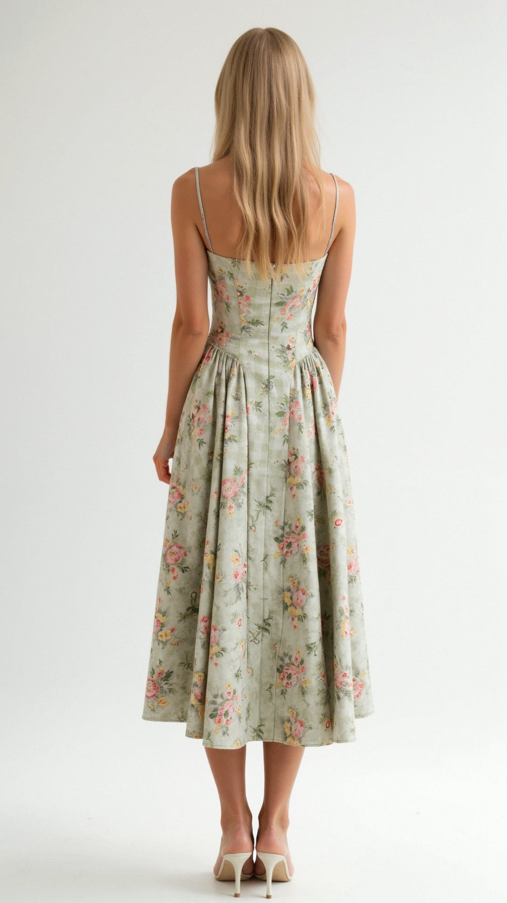 Women's Floral Corset Midi Dress for Summer Events