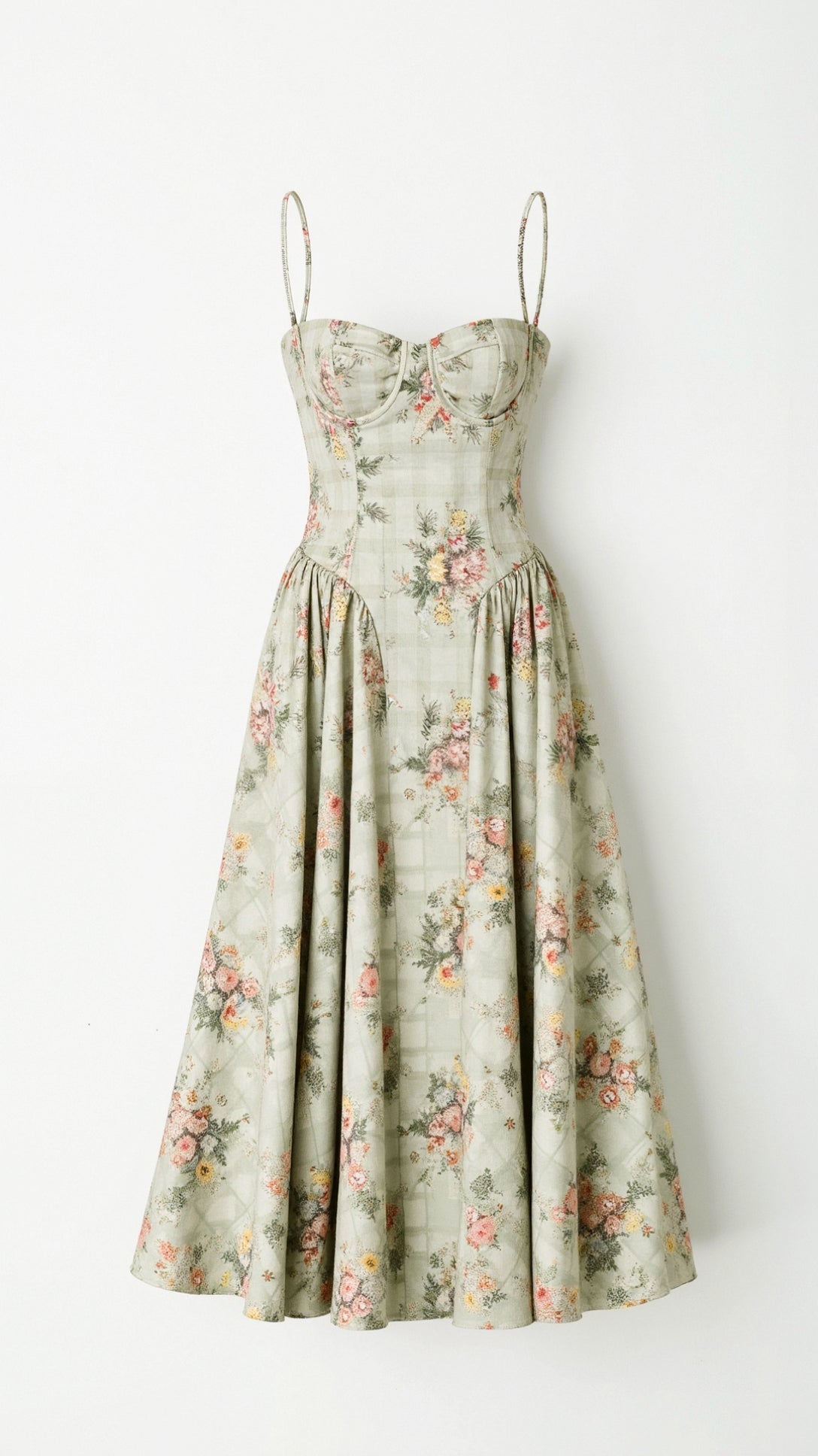 Women's Floral Corset Midi Dress for Summer Events