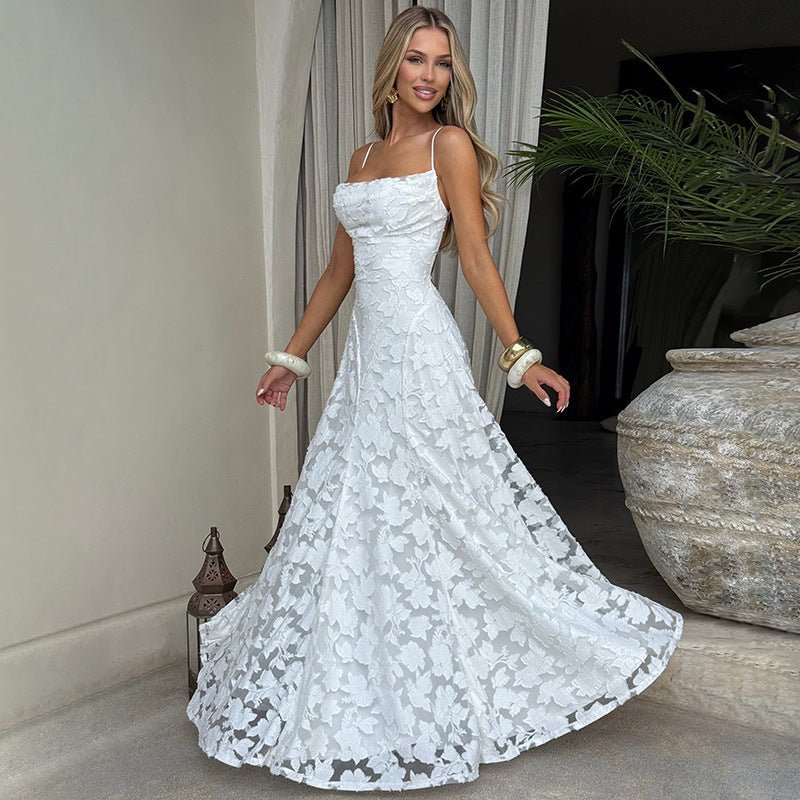 Women's Floral Formal Dress with Spaghetti Straps