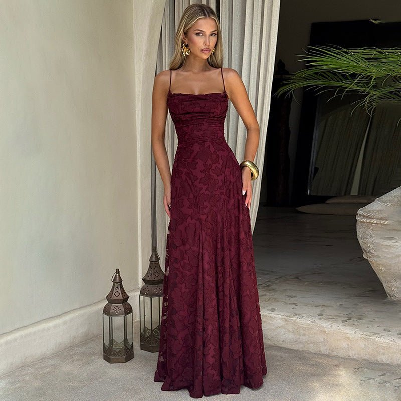 Women's Floral Formal Dress with Spaghetti Straps