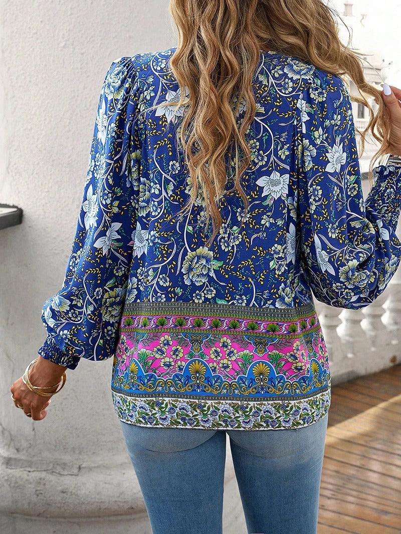 Women's Floral Long Sleeve Boho Blouse