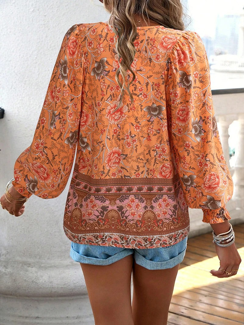 Women's Floral Long Sleeve Boho Blouse