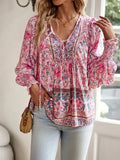 Women's Floral Long Sleeve Boho Blouse