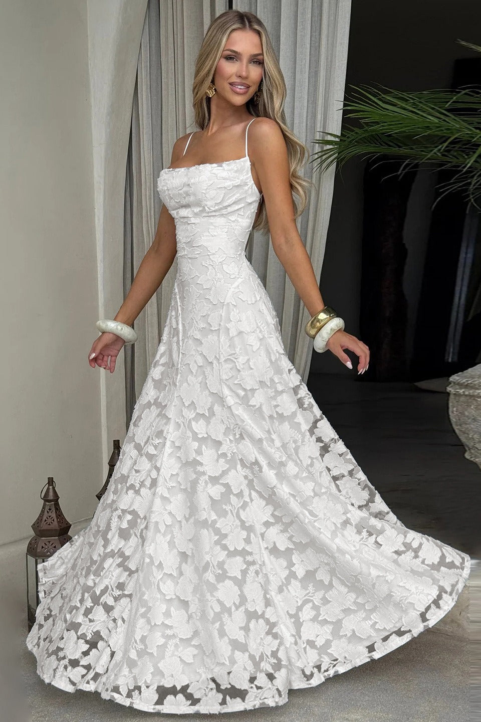 Women's Floral Maxi Dress with Spaghetti Straps