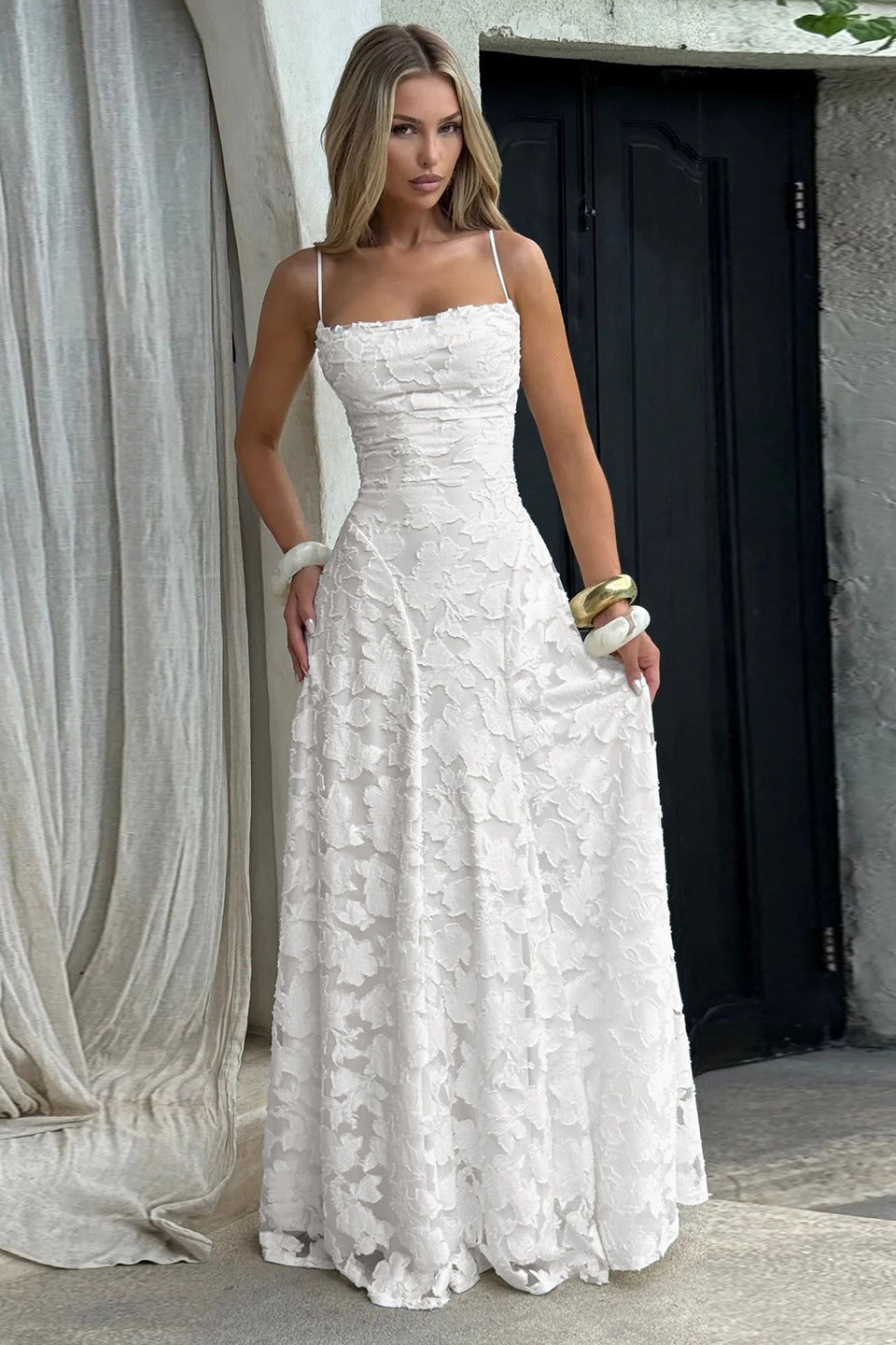 Women's Floral Maxi Dress with Spaghetti Straps