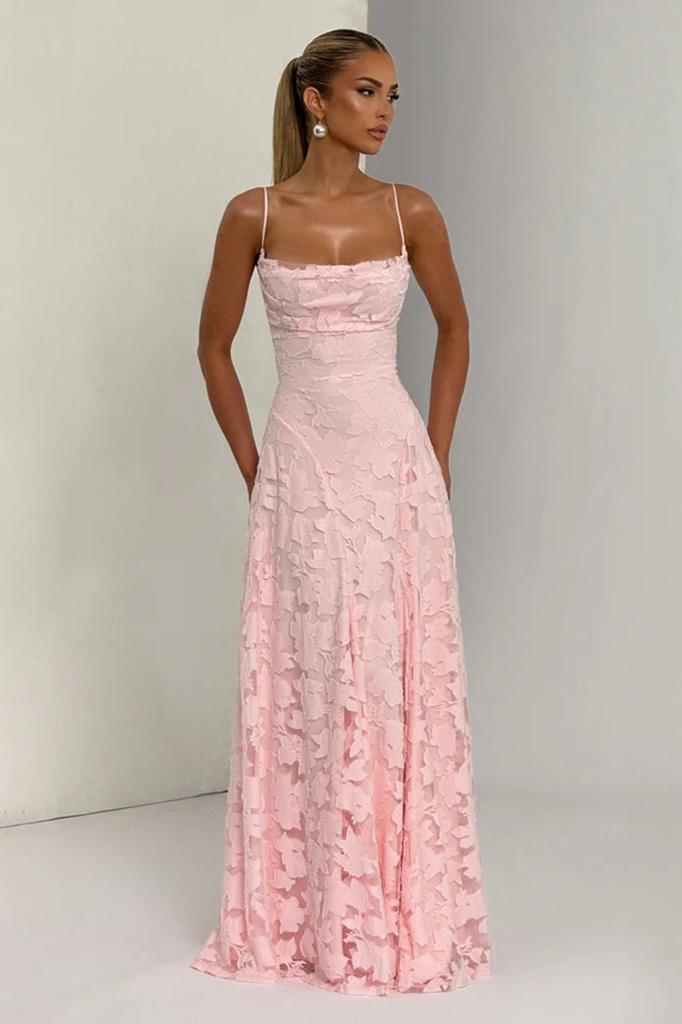 Women's Floral Maxi Dress with Spaghetti Straps
