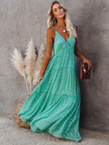 Women's Floral Maxi Dress with Spaghetti Straps