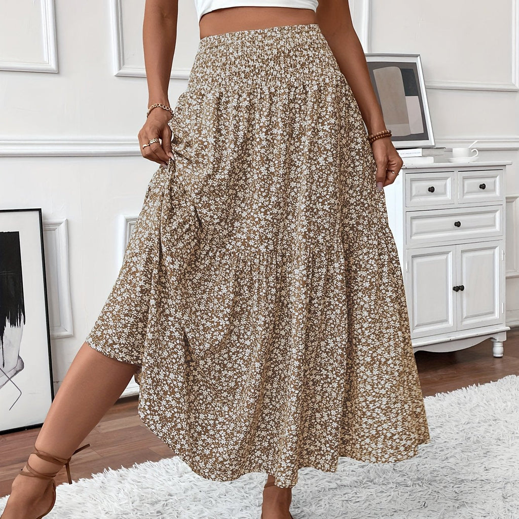 Women's Floral Midi Skirt in A-Line Style