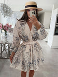 Women's Floral Print Blouse Midi Dress