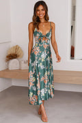 Women's Floral Satin Midi Dress