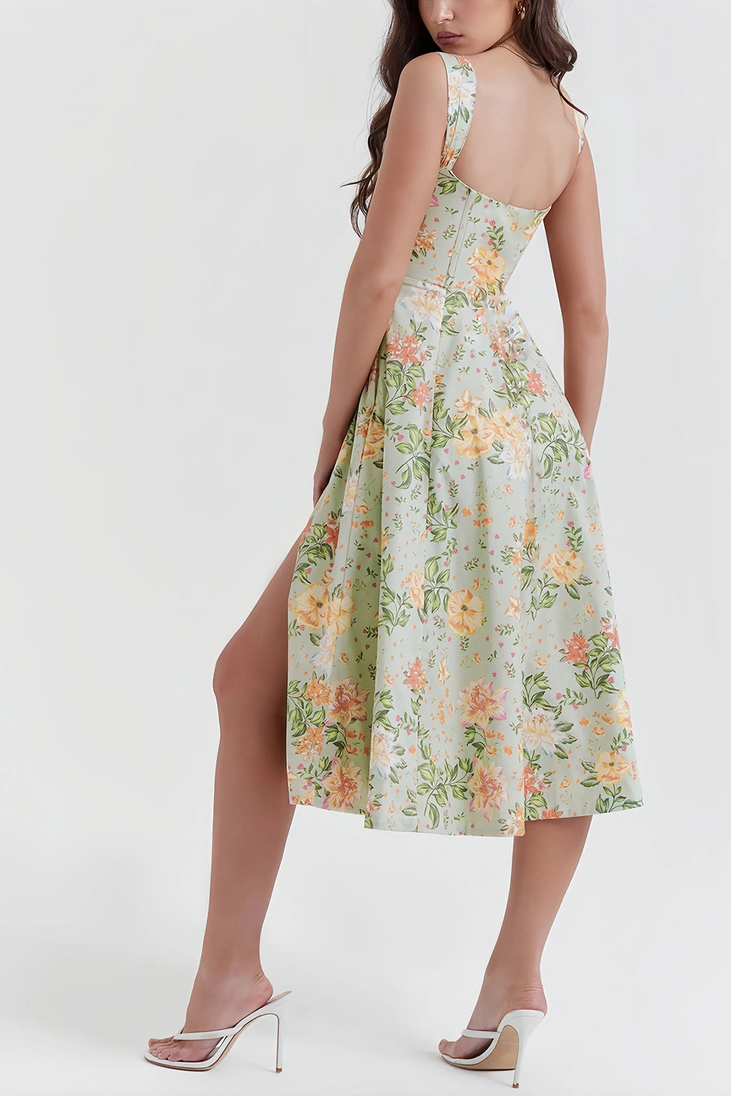 Women's Floral Split Midi Dress for Summer