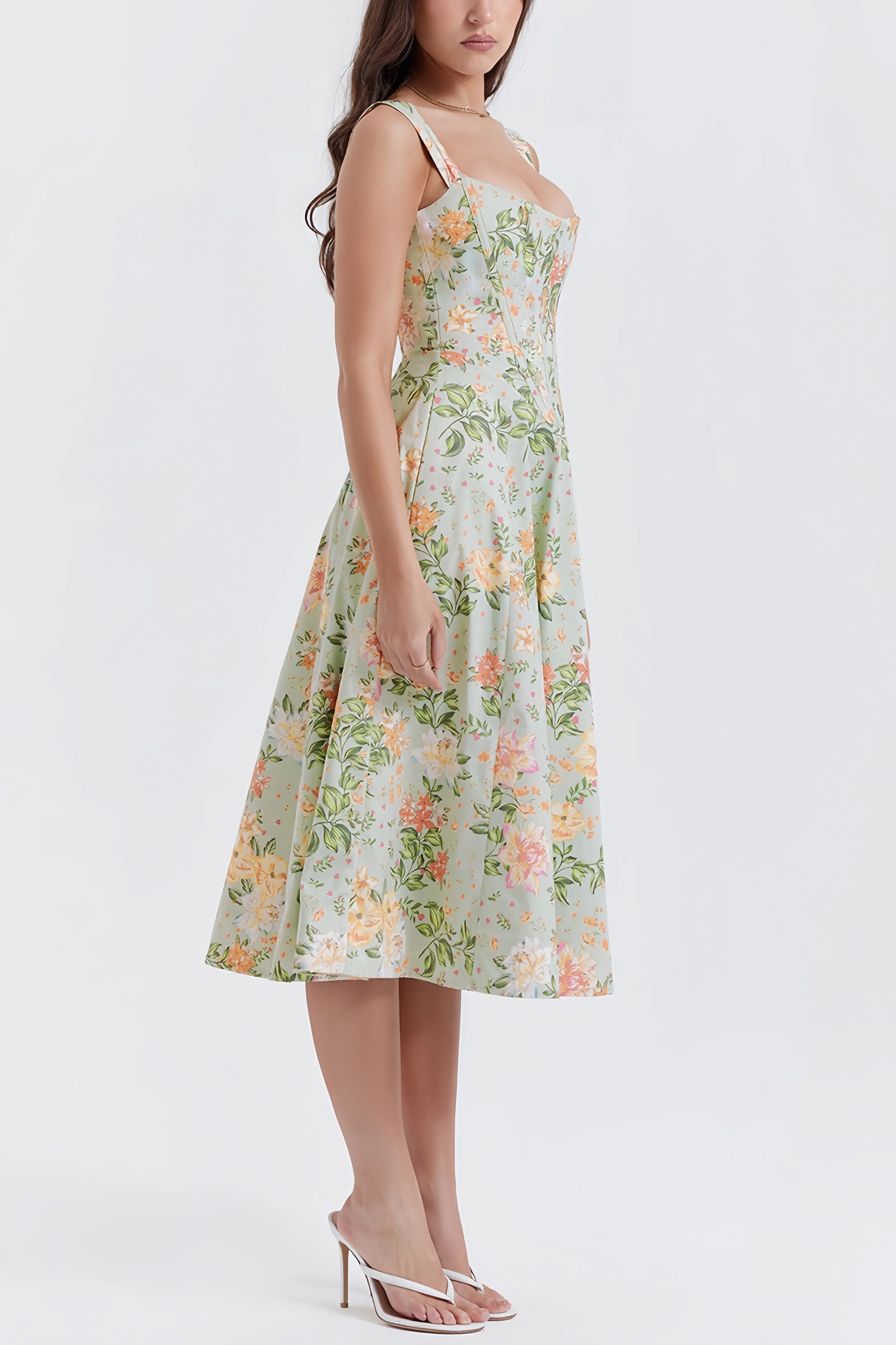 Women's Floral Split Midi Dress for Summer