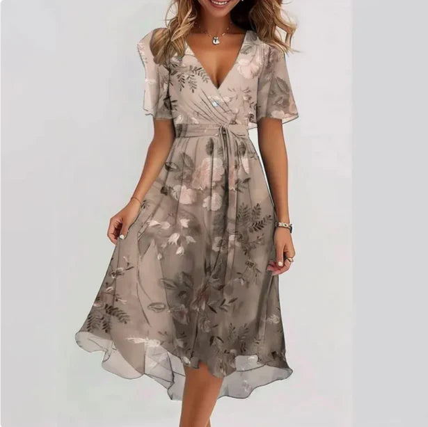 Women's Floral V-Neck Summer Midi Dress