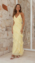 Women's Flounced Maxi Dress for Summer Parties and Events