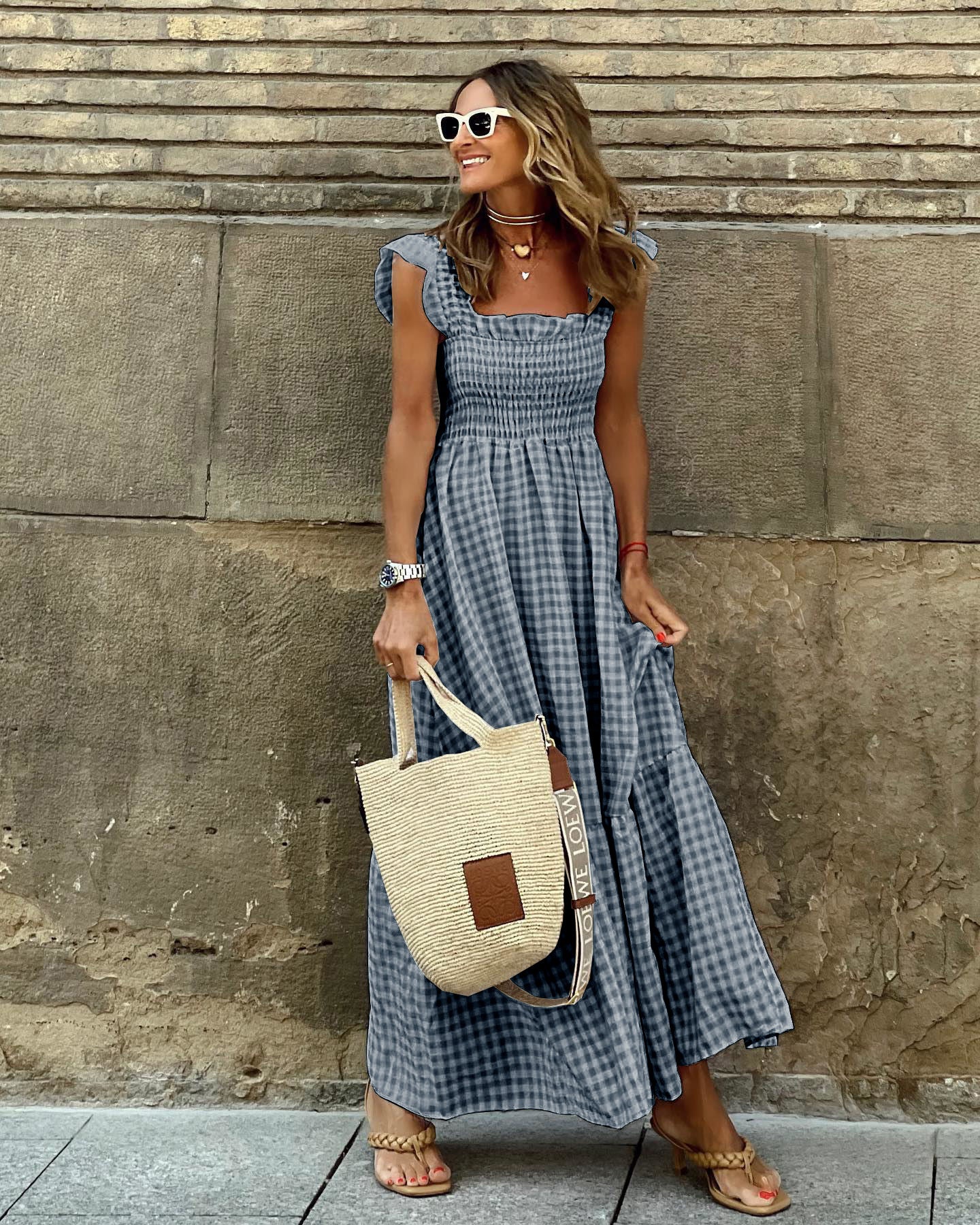 Women's Flutter Sleeve Maxi Dress