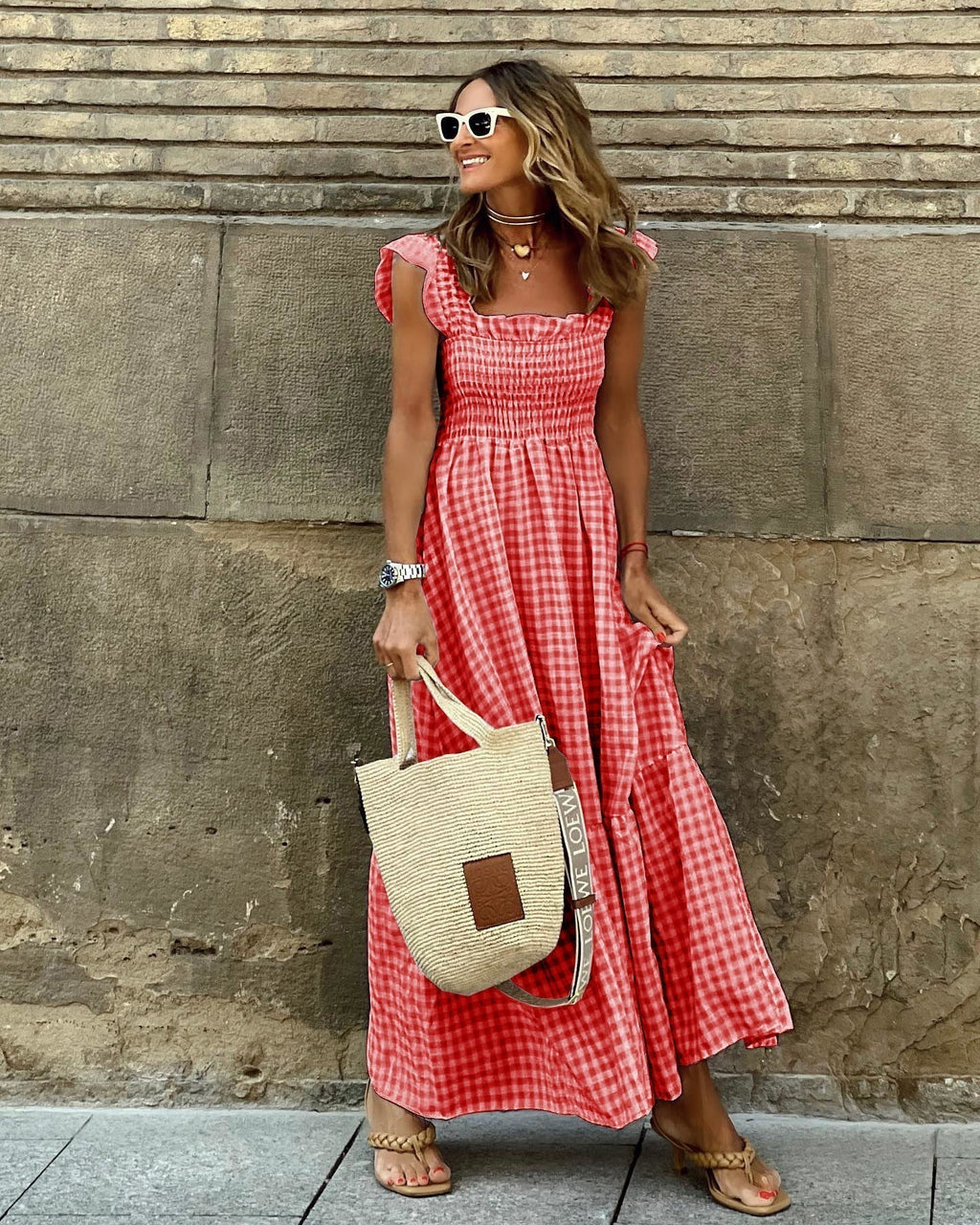 Women's Flutter Sleeve Maxi Dress
