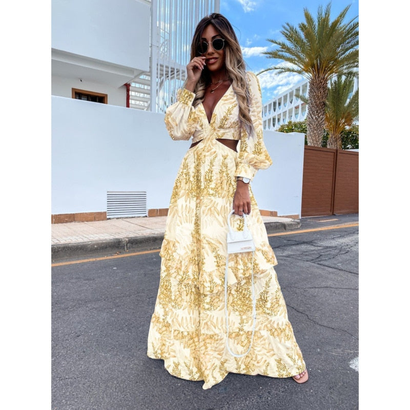 Women's Formal Maxi Dress with Cutouts