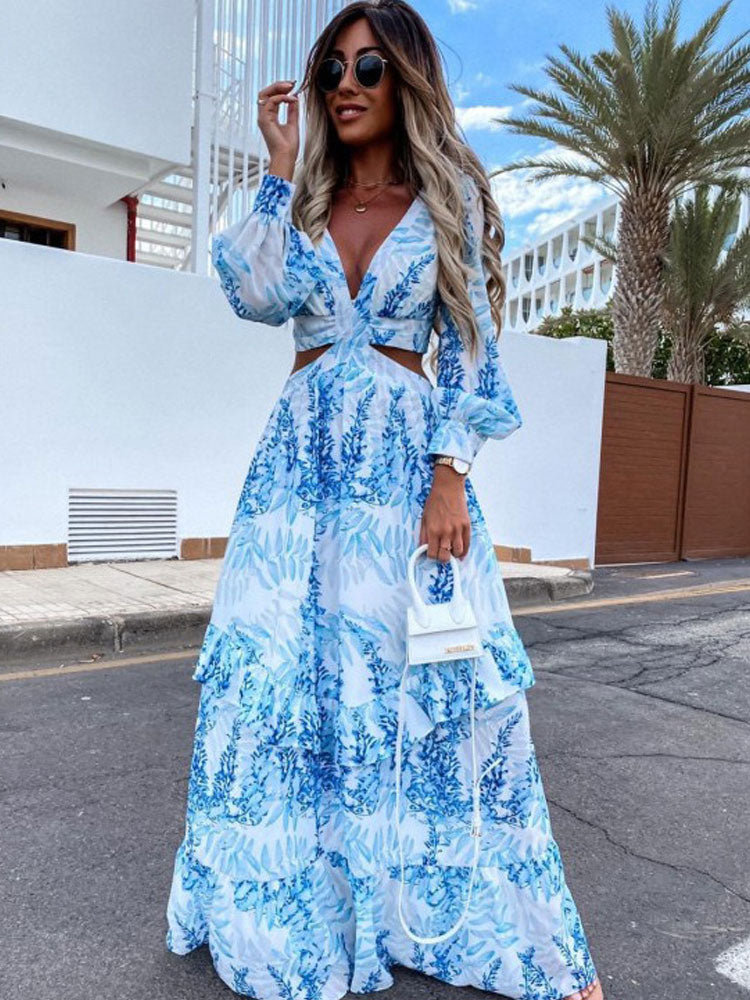 Women's Formal Maxi Dress with Cutouts