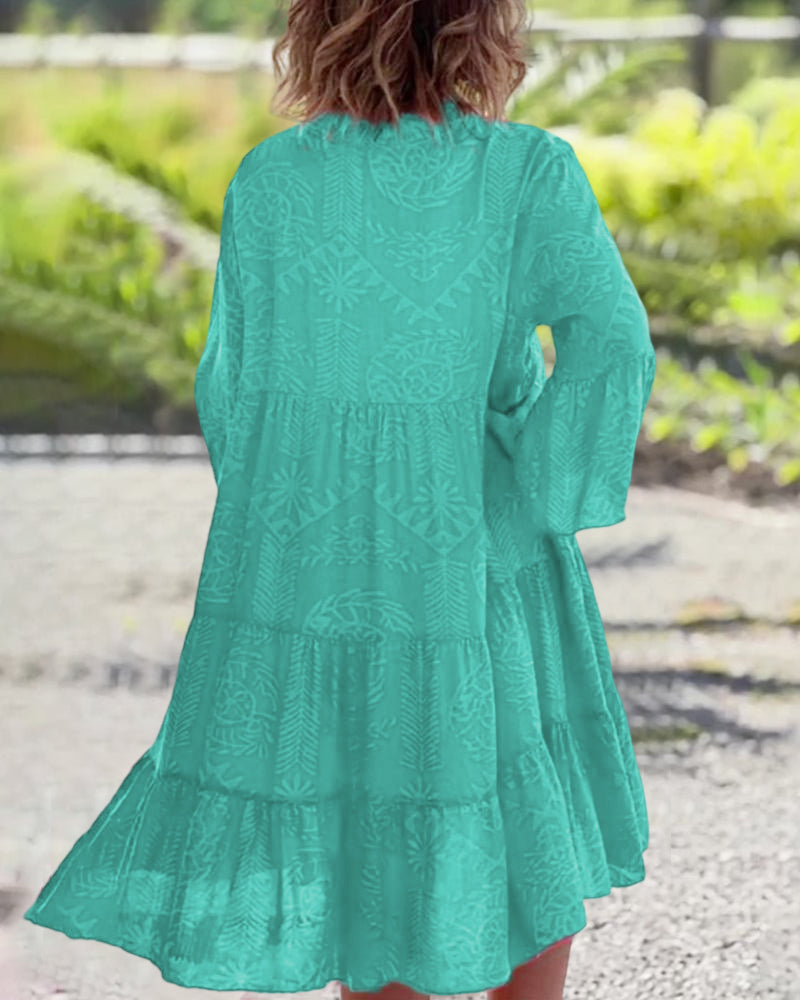 Women's Geometric Print Casual Dress with 3/4 Sleeves