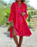 Women's Geometric Print Casual Dress with 3/4 Sleeves